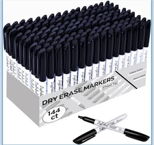 Dry Erase Markers 144 Pack Black Chisel Point Low Odor for Office School