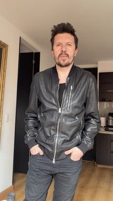 AllSaints Kino Sheepskin Leather Bomber Jacket Size Large All