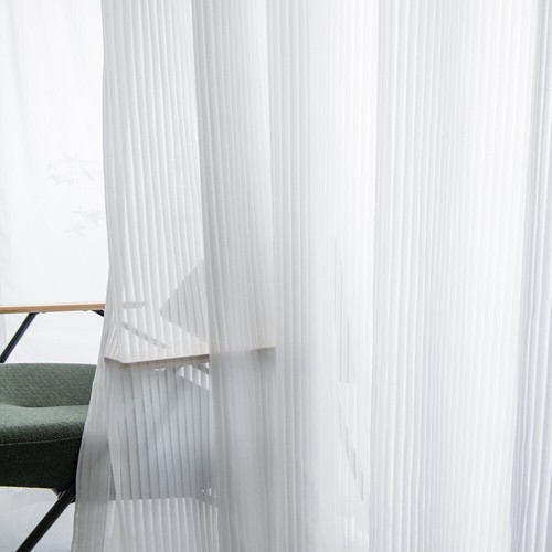 1/2x Panel Blanco Rayas Transparente Voile Cortina Ventana Cortinas Ojal Superior Dormitorio - Imagen 13 de 20