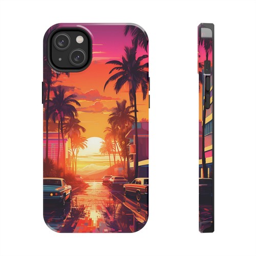 Miami Sunset Themed Cool Phone Case for iPhone 16 15 14 13 12 11 8 X iPhone Case - Picture 22 of 72