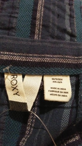 Roxy Blue Cotton Striped Button-Up Sundress Mini Dress XS T1119 - Picture 7 of 7