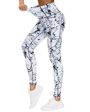 Thick High Waist Yoga Pants with Pockets Tummy Control Workout Running Yoga L...
