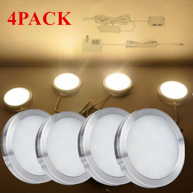 4PACK Warm White Under Lighting Kit LED Puck Bulb Kitchen