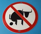 Vintage No BS Sign - Warning Gas Pump Plate Bull Sh*$ Porcelain Metal Sign