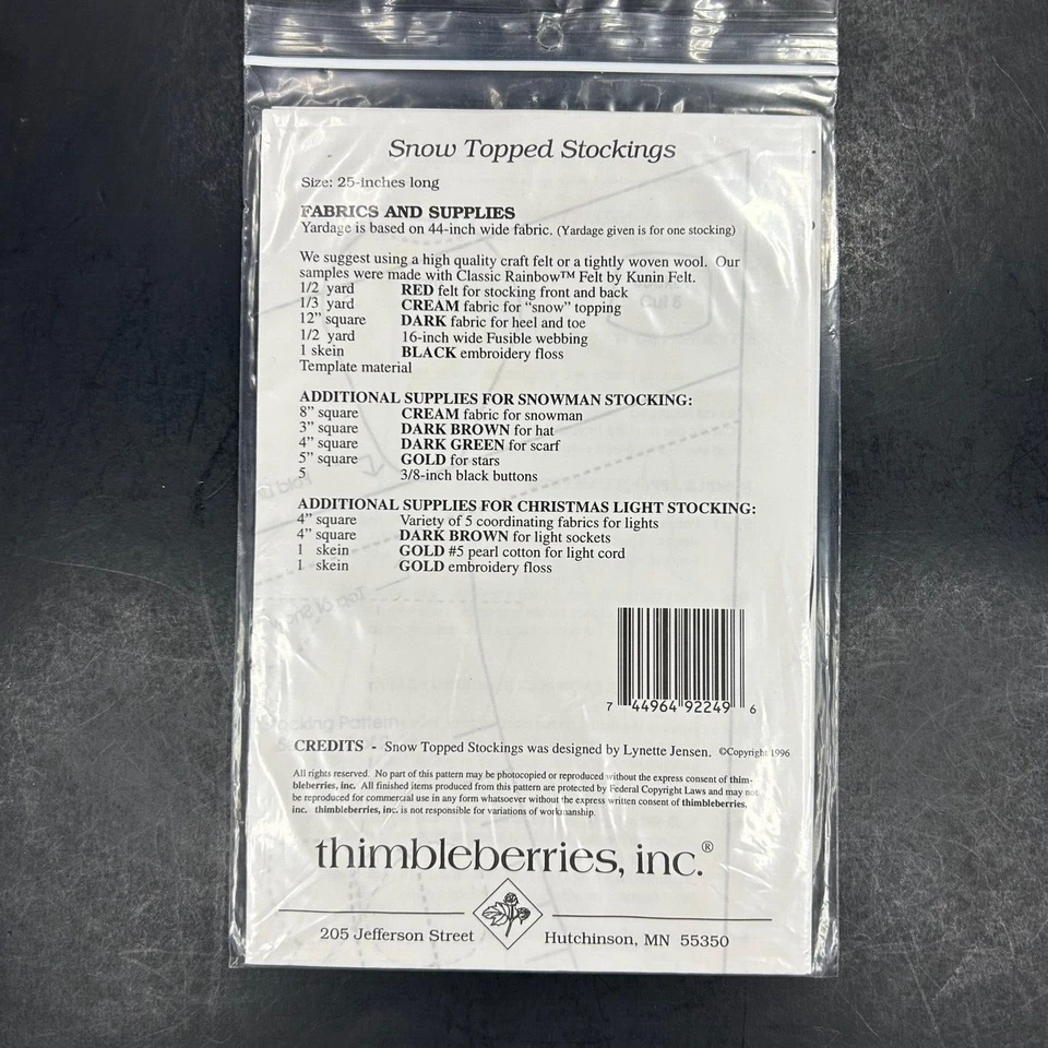 Thimbleberries Snow Topped Stockings Sewing Pattern LJ92249 - Image 2 of 2