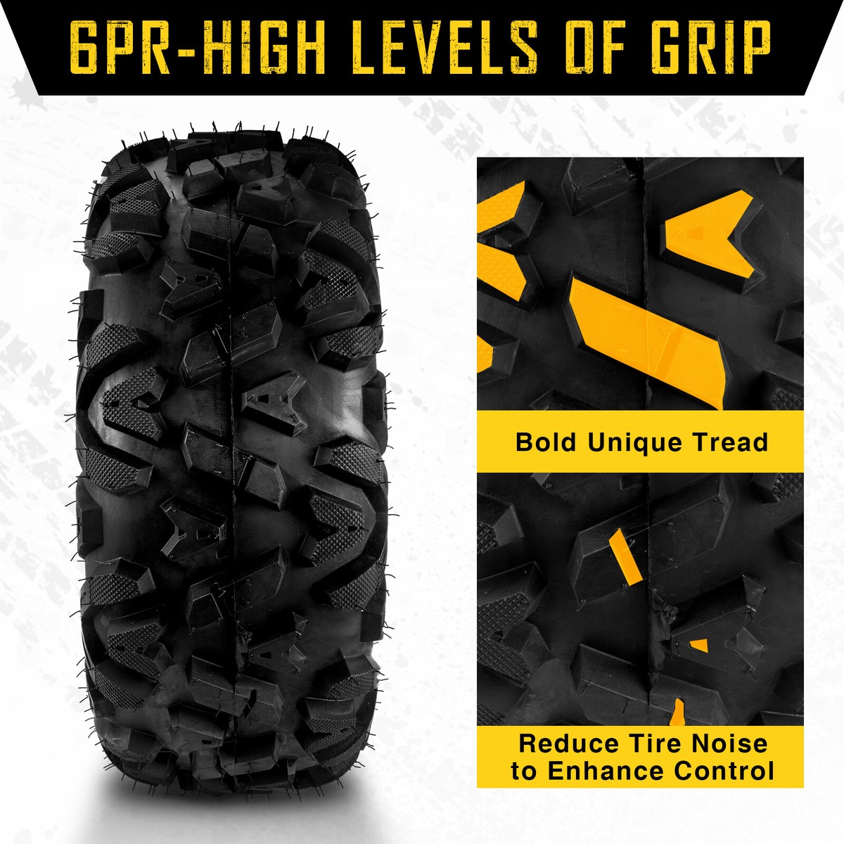 Set Of 2 ATV/UTV Mud Tires - 26x12-12, 6PR, Heavy Duty For Dirt, Mud & Rock