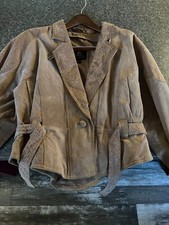 Byrnes Baker Vintage 90s taupe suede leather moto jacket Large
