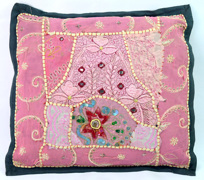 Vintage Pretty Pink Color Pillow Cover Banjara Work Nice decorative. i17-265 