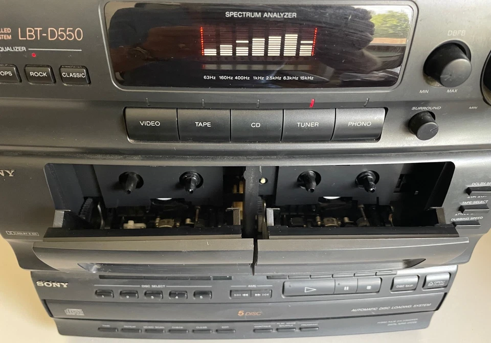 Sony LBT-D550 Stereo System, 5-Disc CD Changer, Dual Cassette, Receiver, AS-IS - Image 2 of 4
