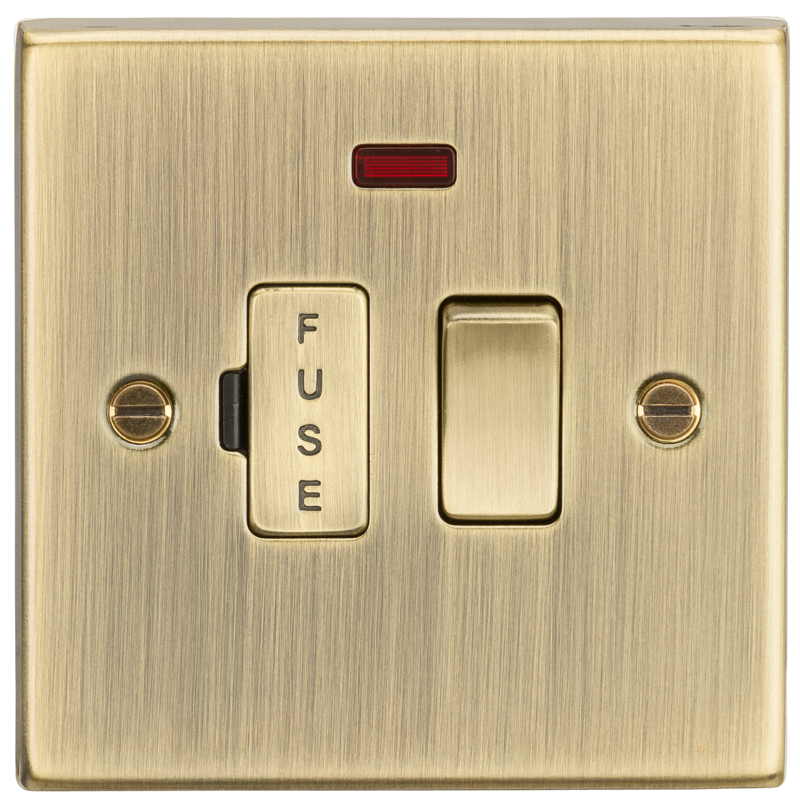 Antique Brass Raised Edge 13A Switched Fused Spur Unit with Neon