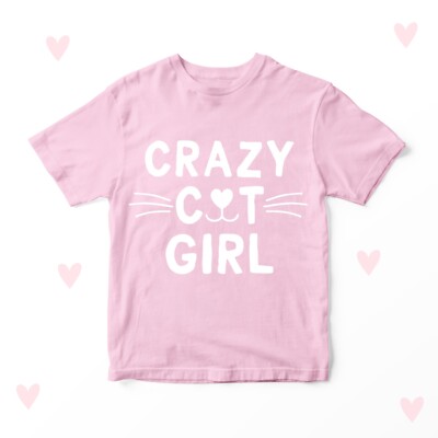 Crazy Cat Mädchen T-Shirt Kinder Kleidung süß Katze Dame Geschenke Baby Kleinkind Geburtstag