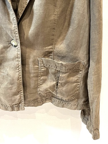 Caslon Blazer Women’s Large 100% Linen Single Button Lightweight Green Woven - Picture 4 of 12