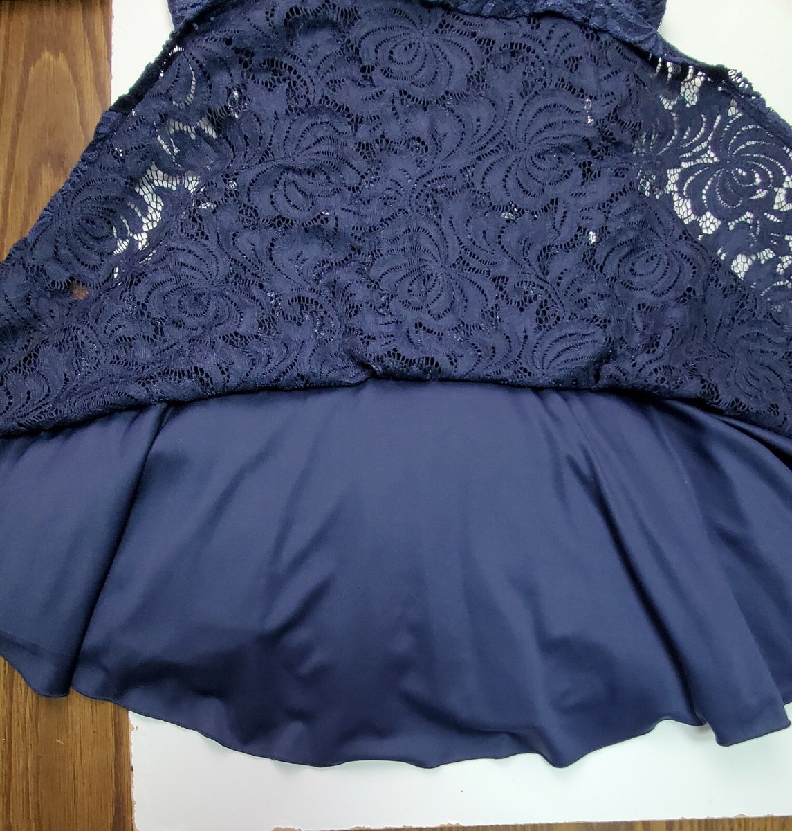 jodi kristopher navy blue dress Jodi Kristopher Dress XS Navy Blue Split Sleeves Polyester Sheer Lined Spring