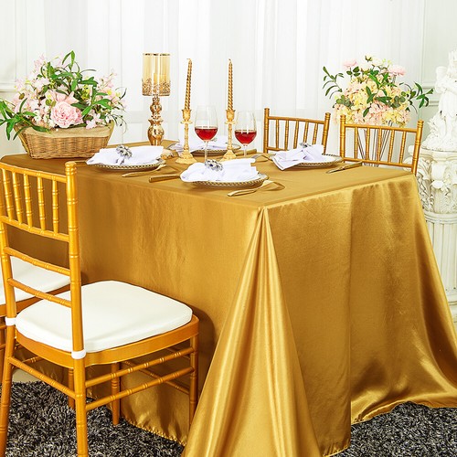 Wedding Linens Inc. 54" x 108" Premium Rectangular Satin Tablecloths - Picture 27 of 59