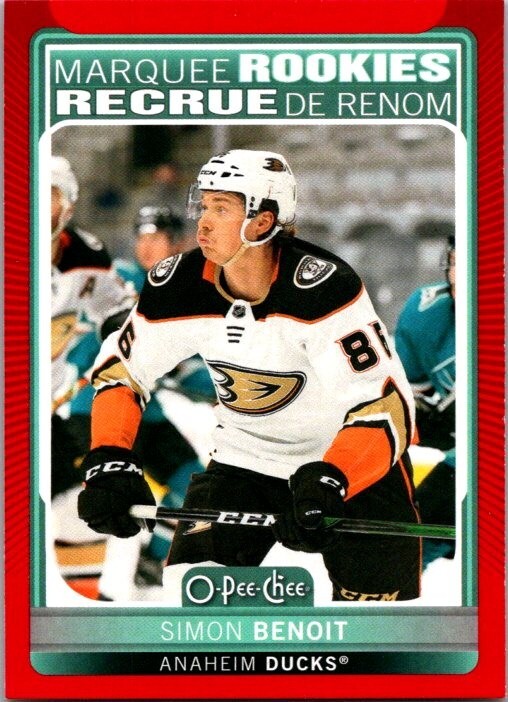 2021-22 O-PEE-CHEE MARQUEE ROOKIES RED BORDER PARALLEL #643 SIMON BENOIT RC