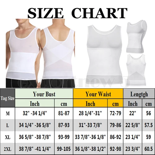 GILET DA UOMO BODY SHAPER SLIMMING PANCIA PETTO COMPRESSIONE T-SHIRT TANK TOP CINTURA - Foto 27 di 36