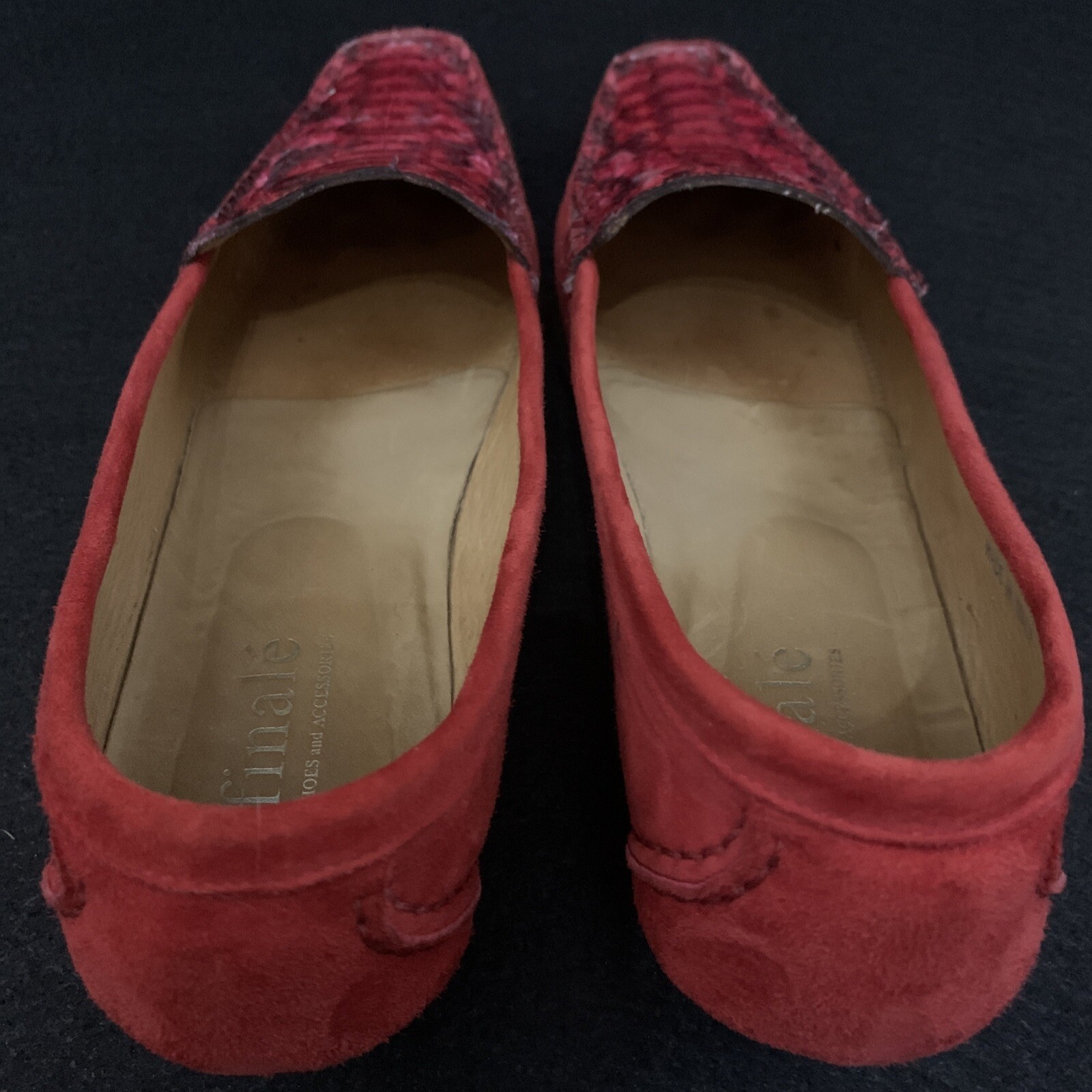 Vintage Red Python Snakeskin Suede Leather Loafer… - image 7