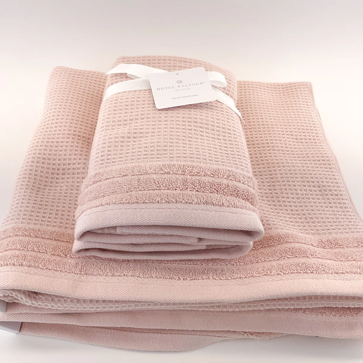 Hotel Balfour Collection Pink Waffle 100% Cotton 2 Bath 2 Hand Towels 4 Set  New