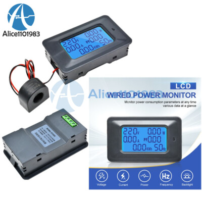 Digital AC 20A/100A LCD Panel Meter Monitor Power Energy Ammeter Voltmeter