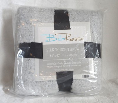 Bella Russo Silk Touch Throw Blanket Light Gray 50'' x 60'' (127cm x 152cm) NEW