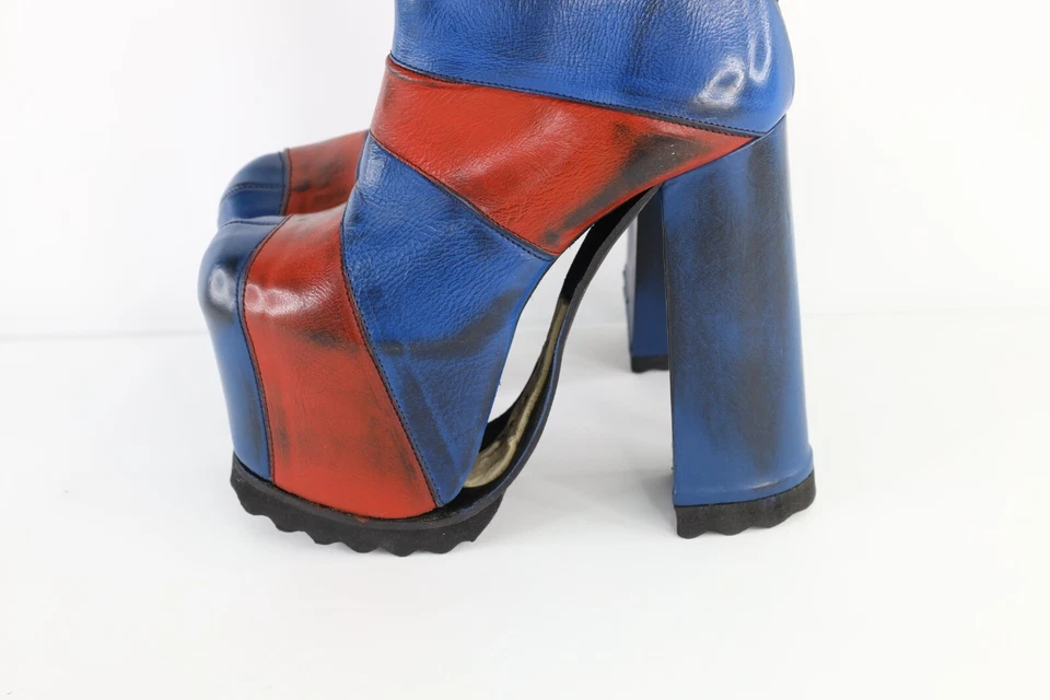 Vtg 90s Luichiny Women 8 Pebble Grain Leather Side Zip Heel Platform Boots AS IS - Image 4 of 4