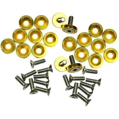 #ad #ad 20pcs Gold Aluminum Engine Bay Fender Bumper Washer Bolt Dress Up Kit New $9.88