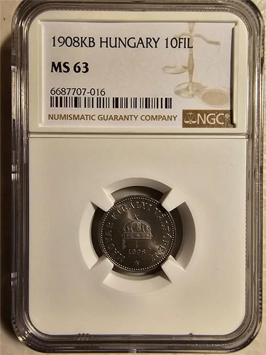 Hungary 10 Filler 1908KB NGC MS 63