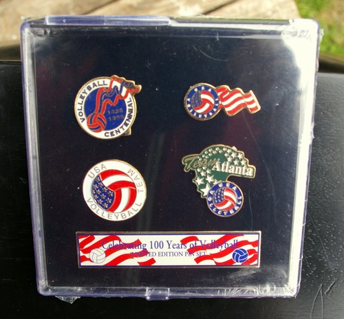 Celebrating 100 Years of Volleyball Centennial USA Atlanta Pin Set 4 Pinbacks - Picture 2 of 4