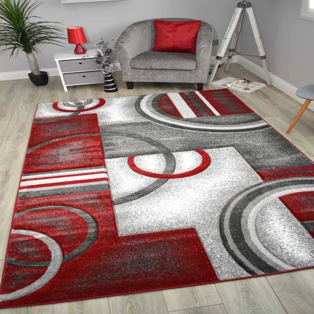 Large Red Grey Rugs Sitting Living Room Thick Soft Modern Bedroom Lounge Rug Mat
Opens in a new wind