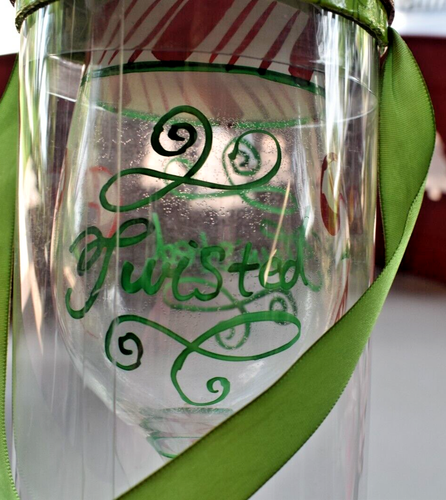 CHRISTMAS Wine Glass Handpainted TOP SHELF Barware with a Twist CANDYCANE Motif - Picture 6 of 8