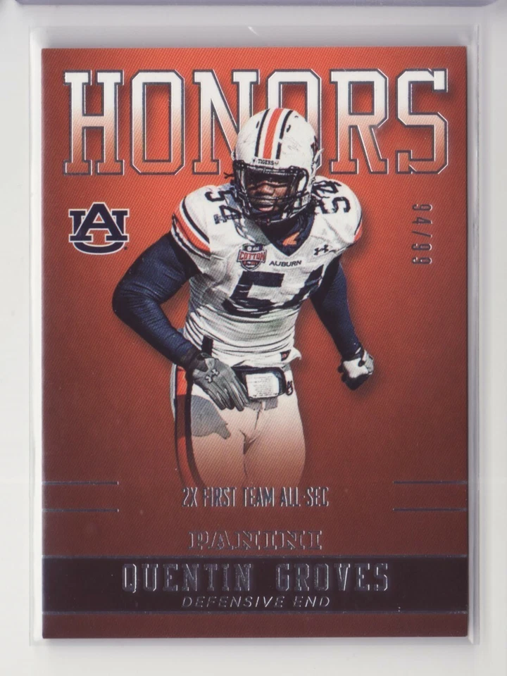 2016 Panini Collegiate Auburn Honors Silver Quentin Groves /99 - Flat S/H - Image 3 of 3