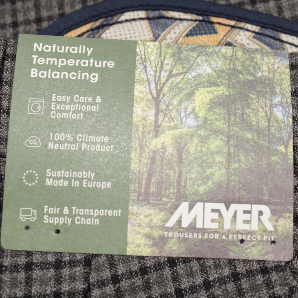 Meyer 全新带标签平底正装裤子 50 34 码美国波恩灰色棕色格子羊毛混纺 — 第 4/4 张图片