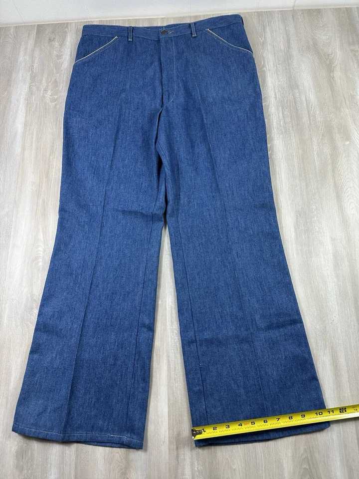 Pantalones de mezclilla vintage Sears The Men’s Store talla 38x29 corte completo azul occidental años 80 Foto 3 de 4