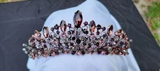 Dark Purple Crystal Tiara Bridal Goth Crown Birthday Wedding Gift Diadem Vintage