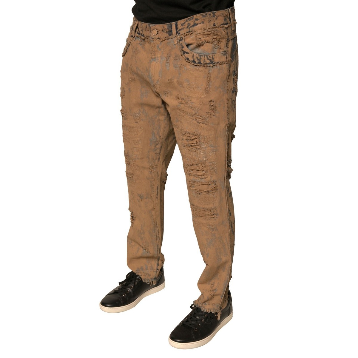 spoloc　Dolce & Gabbana ズボン　サイズ 56 DOLCE & GABBANA Jeans Brown Tattered Cotton Skinny Denim Men