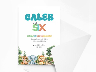Personalisierte Tier Dschungel Safari Kindergeburtstag Party Einladungen mit Umschlägen