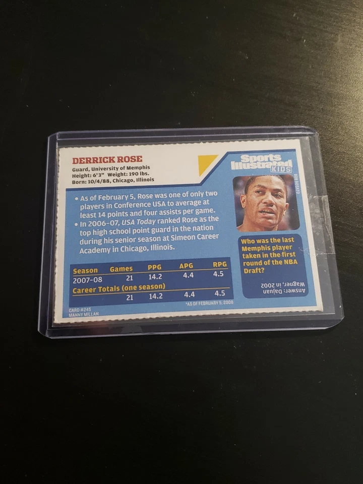 Derrick Rose 2008 SI for Kids Rookie Card RC RARE - Image 2 of 2