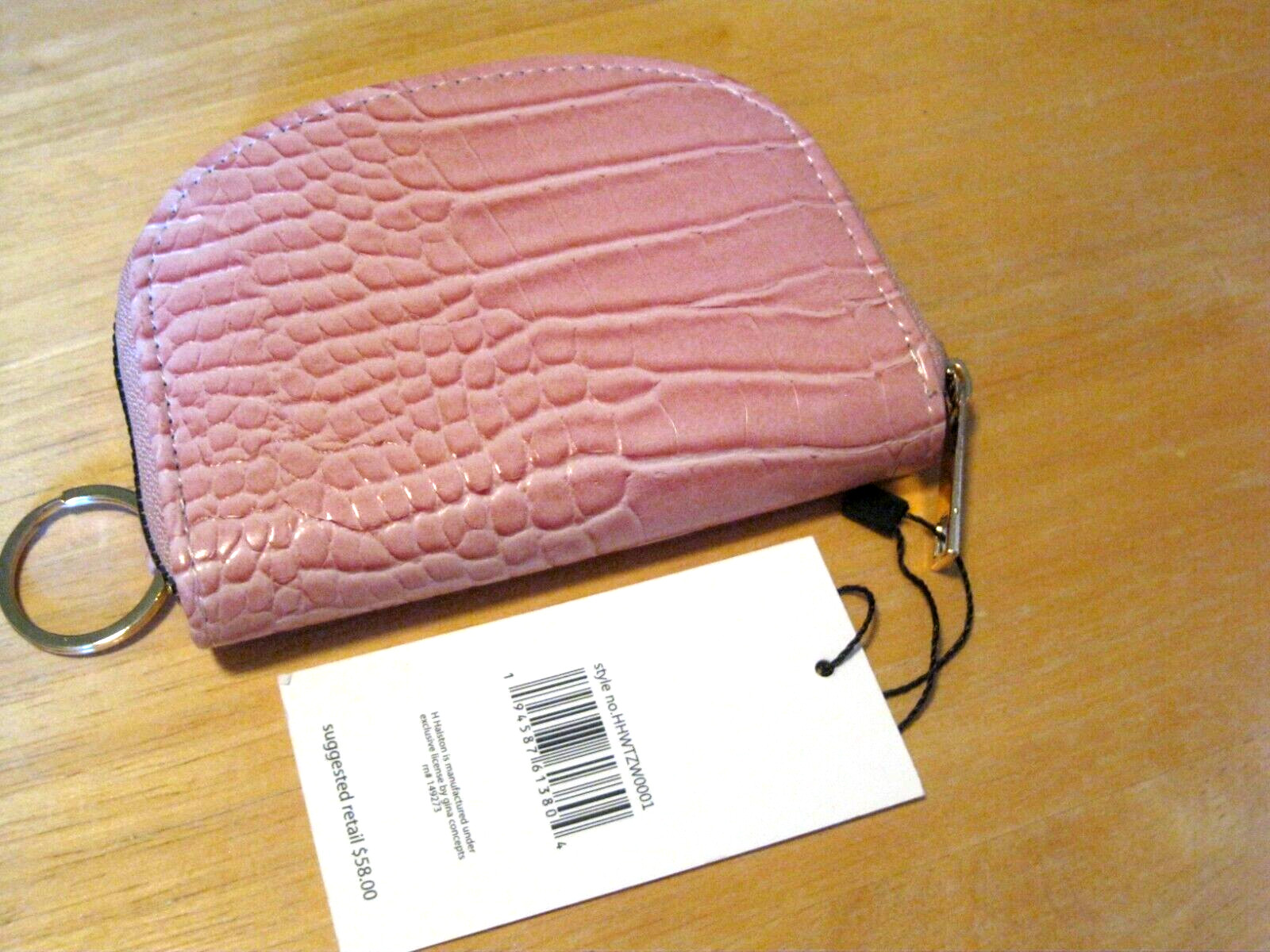 HALSTON Heritage Wallet Vegan Croc Coin/Change Purse Credit Card Holder NWT Pink