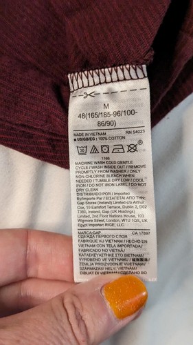 Gap Shirt Mens Medium Maroon Gray Ringer Tee Casual Preppy Blank School Skate - Picture 4 of 8
