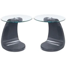 Home Square Pelletoni Contemporary Wood End Table in Gray - Set of 2
