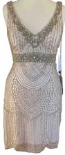 SUE WONG 2 Champagne Beaded Wedding Bridal Cocktail Formal Evening Dress