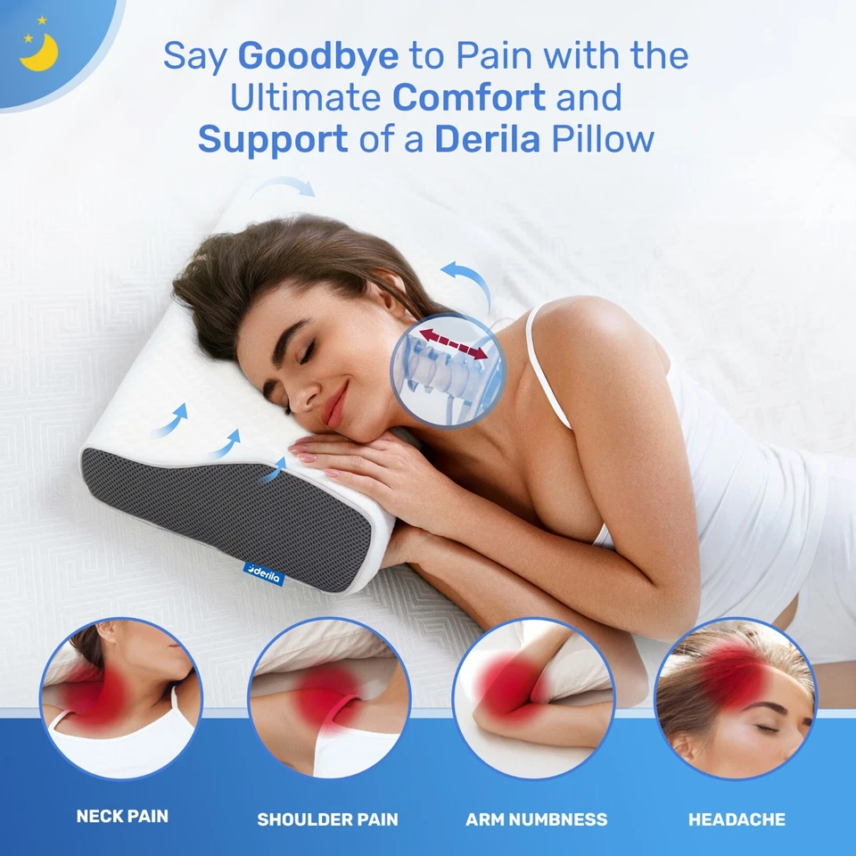 DERILA®! Almohada de espuma viscoelástica KingSize |Para durmientes laterales, de espalda y de estómago Foto 4 de 4