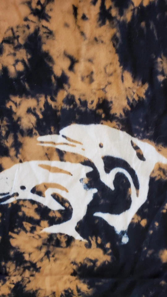 Винтажный батик окаймленный шаль белый дельфины прыгающий черный и коричневый 45 x 60 вискоза - Изображение 4 из 4