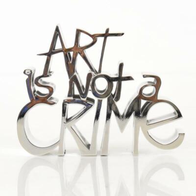 Mr. Brainwash  Art is Not a Crime Hard Candy silver 21 Sculpture HAND SIGNED COA