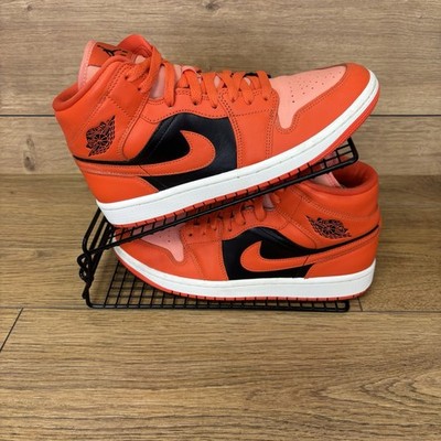 Nike Schuhe Jrs Größe UK 7 Air Jordan 1 SE Orange Schwarz Leder Turnschuhe