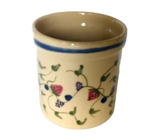 Alpine Pottery 1999 Hand-painted Strawberry & Blueberry Crock CRAZING AS IS