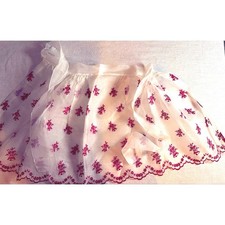 Vintage White Red Hostess Half Apron Sheer Mid Century Housewife Scallop Holiday
