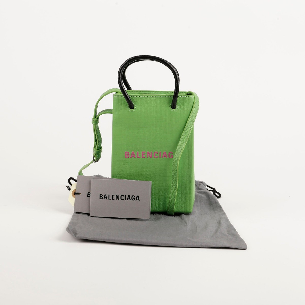 バッグ BALENCIAGA MINI SHOPPING PHONE HOLDER Balenciaga Shopping phone holder bag for Women - Black in