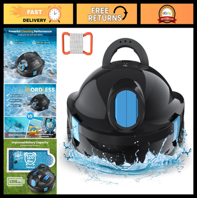 Cordless Robotic Pool Cleaner - Automatic Vacuum, 120 Min Runtime, Suction, Self