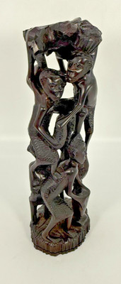 Vintage African Makonde Tribal Family Tree of Life Ebony Wood Hand Carved